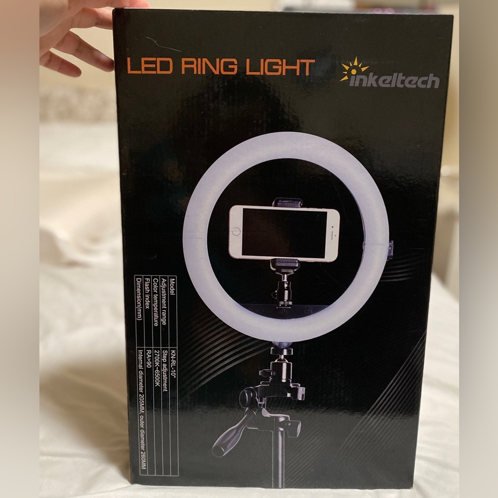Inkeltech Dimmable LED Ring Light Tripod and Phone Holder, Makeup, TikTok, Video